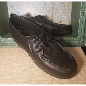 NWT In Box Cobbie Cuddlers Black Leather Oxfords Lace-up 10W Wide